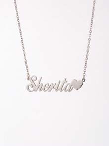 Custom Stainless Steel 1-5 Surname Necklace, Letter And Heart Pendant Nameplate, Birthday Gift, Valentine's Day, Mother's Day, Matte Finish, Anniversary Gift - Silver - View 10