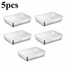 5pcs Large Stainless Steel Square Food Storage Containers With Transparent Lids, Leak-Proof, Stackable, Durable, Perfect For Camping, Outdoor Adventures And Home Use, Ideal For Storing Meat And Fruit - Multicolor - View 13