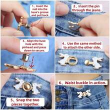 1Pair/2/3Pairs No-Sew Waist Buckle, Adjustable Detachable Button For Jeans, Pants, Skirts, Waist Size Reducer, No-Drill Waist Adjustment Tool - Multicolor - View 12