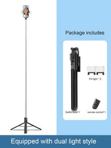 1.8m Wireless Bluetooth Selfie Stick Tripod With Adjustable Multi-Level LED Fill Light And 360° Rotation; Suitable For Group Photos, Indoor Live Streaming, Travel And Selfie Videos. Compatible With IPhone And Android Smartphones. - Multicolor - View 9