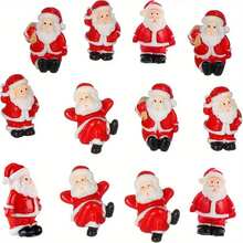 2pcs Christmas Mini Decorations, Mini Santa Claus Resin Figurines, Christmas Party Decor Supplies (Random Color) - Multicolor - View 11