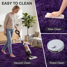 Soft Shag Rugs For Bedroom, Purple Fluffy Shaggy Rugs For Living Room, Luxury Modern Plush Carpet Girls Boys Room Dorm Indoor Home Decor, Upgrade Non-Slip - 紫色 - 查看 6