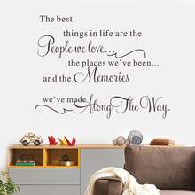 1pc Home Memories & Inspirational Quotes Wall Sticker, Easy Peel Removable Cursive Font PVC Decal, Suitable For Living Room Sofa Background Wall, Bedroom Entryway Wall Decoration - Text Stickers - View 1