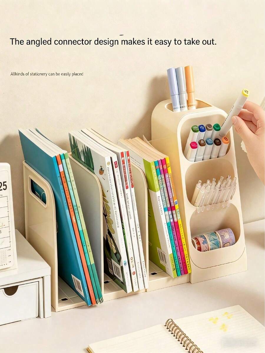 Desktop Book Storage Rack Pen Holder Student Desk Stationery Organizer Office Workstation Bookshelf Miscellaneous Storage Rack - Multicolor - View 1