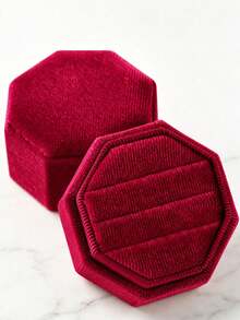 1pc Velvet Ring Box, Hexagonal 3-Slot Ring Box, Suitable For Wedding Ceremony, Can Hold Multiple Rings, White Engagement Wedding Commemorative Box, Wedding Ring Storage Box, Engagement Ring Organizer Box - Multicolor - View 36