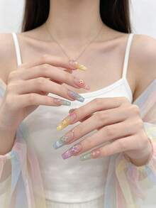 Colorful Hollow Five-Pointed Star Nail Art Decor, Versatile 3D Star Resin Rhinestone Nail DIY - Multicolor - View 3