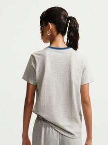 Nike Women's AS W NSW CLUB SS GFX TEE Short Sleeve Knit Collarless T-Shirt TIW1195-050 - Dusty Blue - View 2