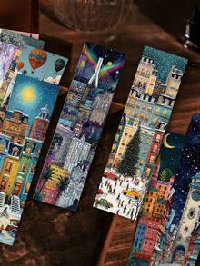 30pcs Vintage World City Aesthetic Bookmarks, Suitable For Book Lovers, Schools And Offices, Multi-Functional Paper Bookmark Cards - 30 Pcs - View 3