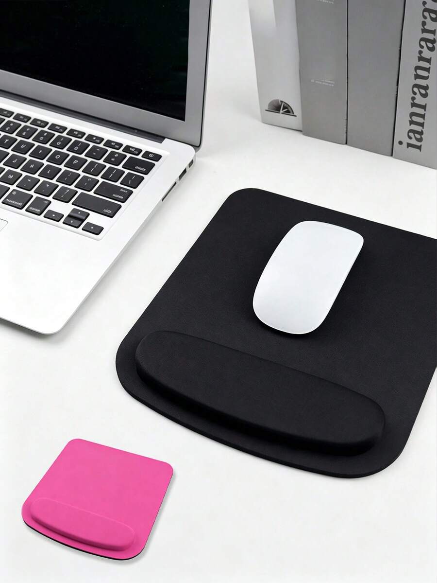 Non-Slip Ergonomic Mouse Pad With Wrist Rest-Suitable For Office Use, Featuring A Non-Slip Base And Square Design For Stable Cursor Control; Constructed With A Layered EVA And Fabric Design-A Comfortable Office Accessory With Wrist Support. - View 1