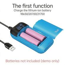 Pengisi Daya Baterai Lithium Pintar Yonii PD2 dengan Kabel USB-C. Kompatibel dengan Senter, Perlengkapan Luar Ruangan, dan Berbagai Perangkat Bertenaga Baterai. Menggunakan Sel Li-Ion 18650/21700. Buat Sendiri Solusi Daya Portabel Anda. Baterai Tidak Termasuk. - Hitam - View 5