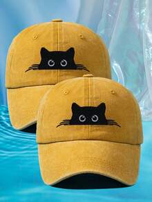 1 buah Topi Baseball Wanita Motif Kucing Bordir Personalisasi Pelindung Matahari Lembut Cocok untuk Semua Musim Ukuran Dapat Disesuaikan Warna Polos Gaya Retro Jalanan Warna-warni Cocok untuk Pemakaian Sehari-hari dan Sebagai Hadiah - B - View 30