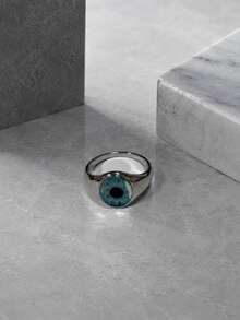 1pc Punk Style Eye Eyeball Element Stainless Steel Black Silver Cast Ring For Men, Jewelry Accessory, Halloween, Vintage - RC776-02 - View 5