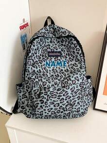 1 pièce Sac à dos personnalisé de retour à l'école, mode vintage, grande capacité, imprimé zèbre, léopard, vache, fermeture éclair, matériau nylon, bretelles réglables, poignée de transport, convient pour l'école, les déplacements, les courses, les voyages en plein air, l'utilisation quotidienne. Cadeau d'anniversaire. - Multicolore - Voir 17
