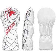 1pc White Golf Club Protector Headcover, Dustproof Scratch Resistant Golf Accessory For Men Women, Premium Gift For Golfers, Compatible With Driver, Fairway Wood, Hybrid, Cool Spider Web & Red Spider Pattern - Multicolor - View 6