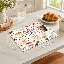 1pc Cute Coffee Print Diatomaceous Earth Kitchen Draining Mat, Absorbent Quick-Drying Non-Slip Coffee Machine Mat, Suitable For Kitchen Countertop, Coffee Corner And Dish Drying Area Decoration - Multicolor - View 11