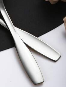 1/2pcs Stainless Steel Frying Spatula & Slotted Turner, Suitable For Frying Eggs, Pancakes, Stir-Frying, Home Kitchen, Hotel, Restaurant, Camping - Silver - View 3