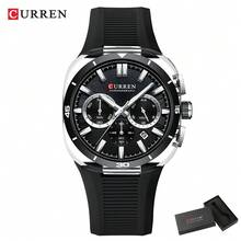 CURREN Men's Watch Luxury Sports Quartz Chronograph Waterproof Silicone Strap Luminous Automatic Date Wristwatch - Multicolor - View 16