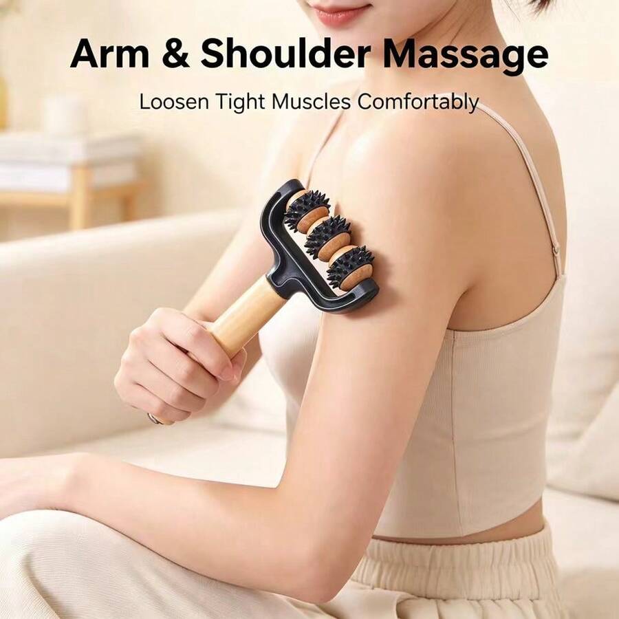 Wooden Roller Massager Manual Massage Legs Arms Back Body Massage Handheld Roller Massage Stick