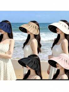 Topi Matahari Multifungsi Bertepi Lebar Menawarkan Perlindungan UV Tinggi, Bernapas, Topi Matahari Bergaya untuk Aktivitas Luar Ruangan Wanita, Ringkas, Ramah Rambut, Dapat Dilipat - Topi matahari (termasuk tali penahan angin) - View 2