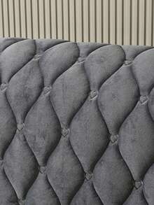 1 Piece Of Diamond-Shaped Heart Full-Wrap Ultra-Soft And Smooth Quilted Headboard Cover. Thick Milk Velvet Plain-Colored Back Cover For Dust Protection. Comfortable To Lean On. Elastic Pull On The Back. Room Headboard Decoration. - Dark Grey - View 5