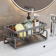 Kitchen Sink Organizer Rack With Detachable Slanted Draining Tray, Sponge And Brush Holder With Towel Bar, Quick Drainage, Keeps Countertop Tidy, Suitable For Storing Sponges, Brushes And Other Kitchen Cleaning Tools And Supplies - Multicolor - View 11
