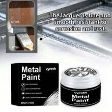 Water-Based Silver Metallic Paint With Brush, Anti-Rust Anti-Corrosion Metal Refurbishment Coating, High Coverage Water-Based Water-Resistant Silver Gloss Paint, Suitable For Metal Doors, Pipes, Fences, Iron Furniture, Car Parts, Repairing Rusted Surfaces, Indoor And Outdoor Protective Metal Refurbishment Coating - Quick-dry Silver Metallic Paint - View 2