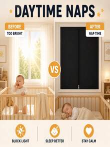 Portable Self-Adhesive Blackout Curtains, No Drilling Required For Installation. Featuring A Zipper Design For Complete Blackout Effect. Suitable For Rental Homes, Apartments And Bedrooms, Helping You Enjoy A Good Night's Sleep. - 1 Piece - View 9