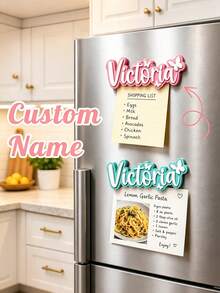 Personalized Letter Fridge Magnet - Customizable Name Or Initial. Made Of Plastic, Engravable; Suitable For Home Decor, Birthday, Christmas And Halloween. - Multicolor - View 3