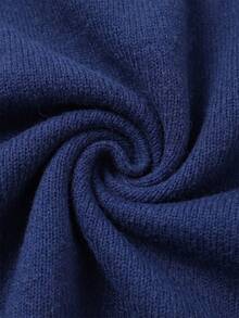 Vertical Striped Multicolor Argyle Jacquard Round Neck Loose Knit Vest Fall - Navy Blue - View 7