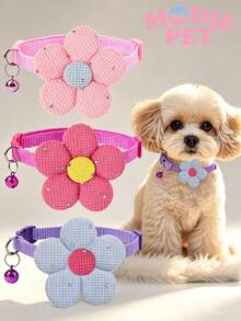 1/3pcs Cute Shiny Bow Bell Collar For Cats And Dogs, Suitable For Daily Use - Multicolor - View 2