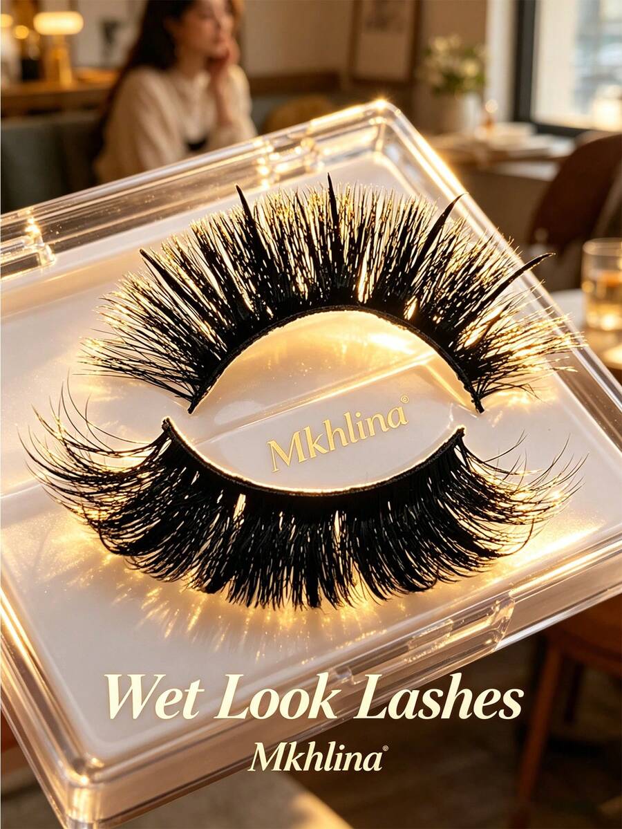 Mkhlina 尖銳濕潤感漫畫假睫毛,纖細顯量感仿貂毛條狀假睫毛,可重複使用動漫風眼妝睫毛 (N5) - 黑色 - 查看 1