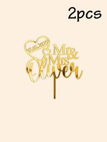 Customized Wedding Cake Topper, Personalized Mr & Mrs Name And Date Decoration, Anniversary Party Centerpiece, Suitable For Bridal Shower, Engagement, Reception Celebration Wedding Gift - Style D - View 14