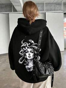 Plus Size Autumn/Winter Casual Sweatshirt, Ideal Autumn/Winter Clothing For Girls Black - Black - View 1