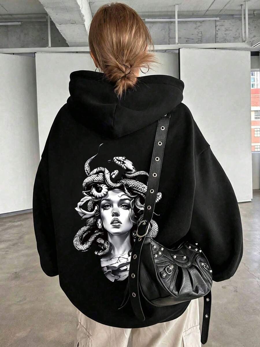 Plus Size Autumn/Winter Casual Sweatshirt, Ideal Autumn/Winter Clothing For Girls Black - Black - View 1