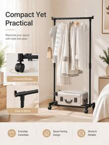 1pc Adjustable Height Single/Double Bar Storage Rack | Space-Saving Double And Single Layer Hanging Clothes Rack, Can Store 8-10 Pieces Of Clothing, Suitable For Bedroom, Balcony, Room, Sunroom, Storage Cabinet, Laundry Room, Living Room And Other Scenes - Multicolor - View 8