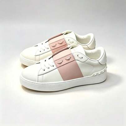 2026 New Rivet Shiny White Shoes Women's Shoes Daily Casual Lovers Denim Sports Shoes Men's And Women's Fashion
