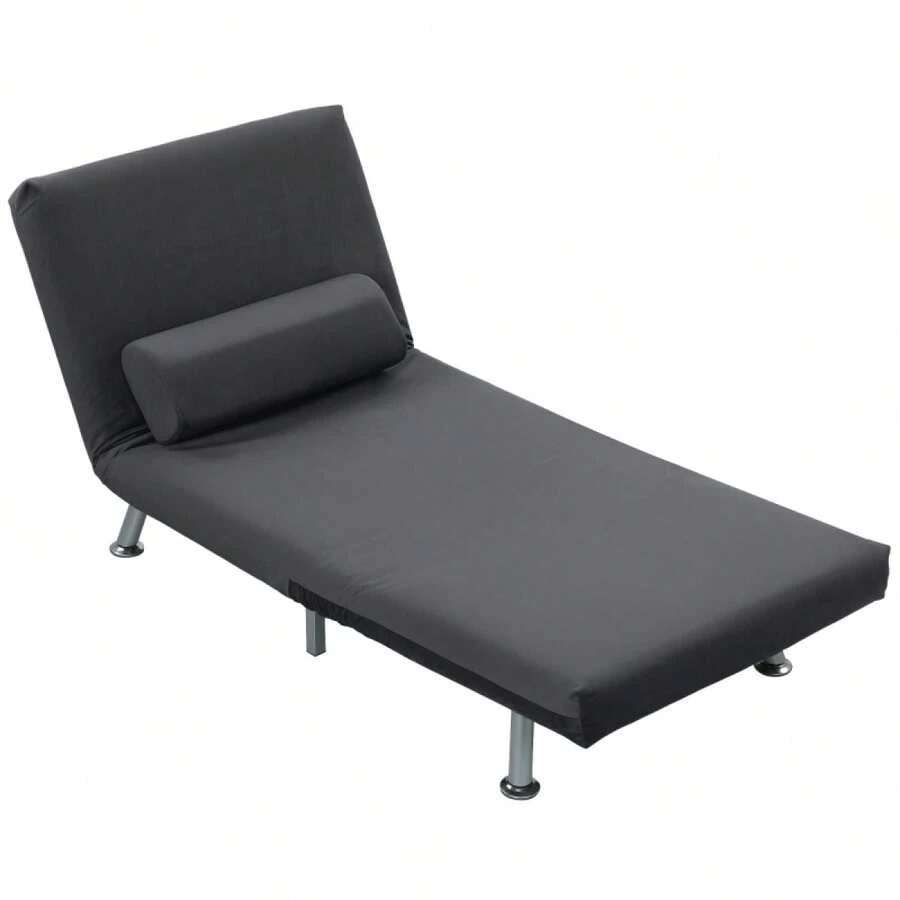 Silla Cama Plegable con Respaldo Ajustable, Color Gris Oscuro, Disponible en Sitio - GRIS OSCURO + Poliéster - Ver 1