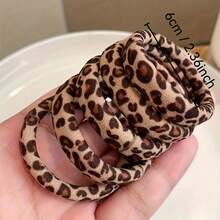 Ikat Rambut Wanita Elastis Tinggi Motif Leopard, Karet Rambut untuk Kuncir Ekor Kuda dan Sanggul, Aksesori Rambut Serbaguna untuk Sehari-hari - Gaya motif macan tutul - View 2