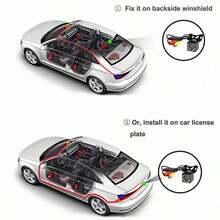 BAIDELUO 1pc Universal Car Rear View Backup Camera, 12 LED HD Night Vision Waterproof Reverse Rearview Camera, CCD Monitoring, Suitable For Most Vehicles - Black - View 4