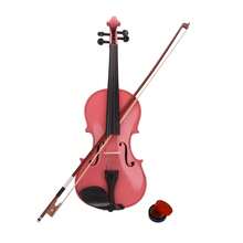New 3/4 Acoustic Violin Case Bow Rosin Pink - As Pic - View 5