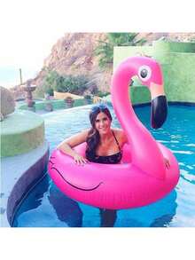 1pc Inflatable Upright Flamingo Swim Ring, Summer Pool Float, Deep Water Use Water Float (Non-Glowing, Non-Battery Version) - Flamingo Swimming Ring - View 8