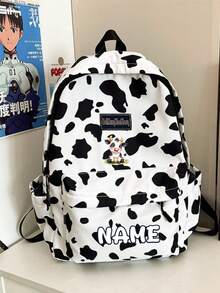 1 pièce Sac à dos personnalisé de retour à l'école, mode vintage, grande capacité, imprimé zèbre, léopard, vache, fermeture éclair, matériau nylon, bretelles réglables, poignée de transport, convient pour l'école, les déplacements, les courses, les voyages en plein air, l'utilisation quotidienne. Cadeau d'anniversaire. - Multicolore - Voir 31