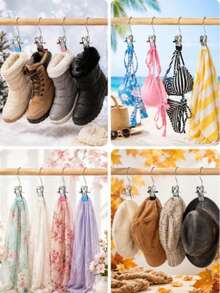 8/4/2/1pc Space-Saving Wooden Hanger, Multi-Functional 360° Rotating 16 Non-Slip Hooks, Suitable For Belts, Scarves, Hats And Vests, Closet Storage Rack, Indoor Decoration - Multicolor - View 8