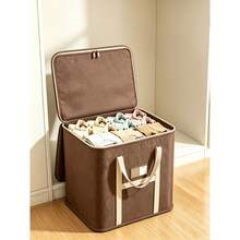 1pc Extra Large Capacity Waterproof & Moisture-Proof Fabric Quilt & Clothing Storage Bag, Dust-Proof Moving Packing Bag, Suitable For Home Storage,Bedroom Room Decor,Back To School - Brown - View 3