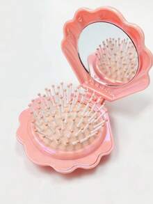 1pc Shell Air Cushion Scalp Massage Comb, Portable Shell Comb, Girls Students Comb, Foldable Comb, Multi-Color, Built-In Mirror - Multicolor 3 - View 8