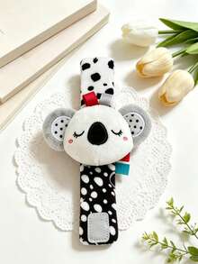 1pc Cute Cartoon Animal Baby Wrist Rattle Toy, Koala Zebra Panda Whale Design, Newborn Baby Animal Wristband Rattle, Black & White Visual Stimulation Baby Grasping Training Rattle Soothing Toy, Suitable As Newborn Baby Gift - Multicolor - View 8