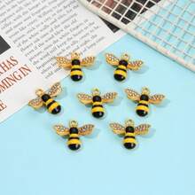 30/50pcs Gold Bee Charm Pendant, Decorated With Black And Yellow Enamel, Exquisite Craftsmanship, Ideal For DIY Necklace, Bracelet, Earring Making, Perfect Gift - Multicolor - View 3