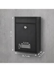 صندوق بريد مثبت على الحائط 32 * 21.7 * 8.5 سم صندوق بريد فولاذي قابل للقفل مع نافذة عرض وفتحة بريد مغطاة من المطر، تصميم معدني مجلفن متين مع مفتاحين وأدوات التثبيت، مثالي للمنزل والمكتب والشقة والمدخل وجمع البريد في الخارج - A - مشاهدة 6