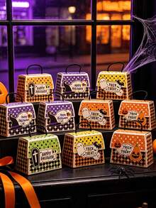 5/1pc Halloween Tote Bag Gift Set, Includes 4 Different Color Gift Boxes With Pumpkin, Ghost And Witch Hat Patterns, Suitable For Halloween Theme Party Gift Packaging, Surprise Party Decoration, Holiday Party Favors And Home Use - One Size Fits All - View 4