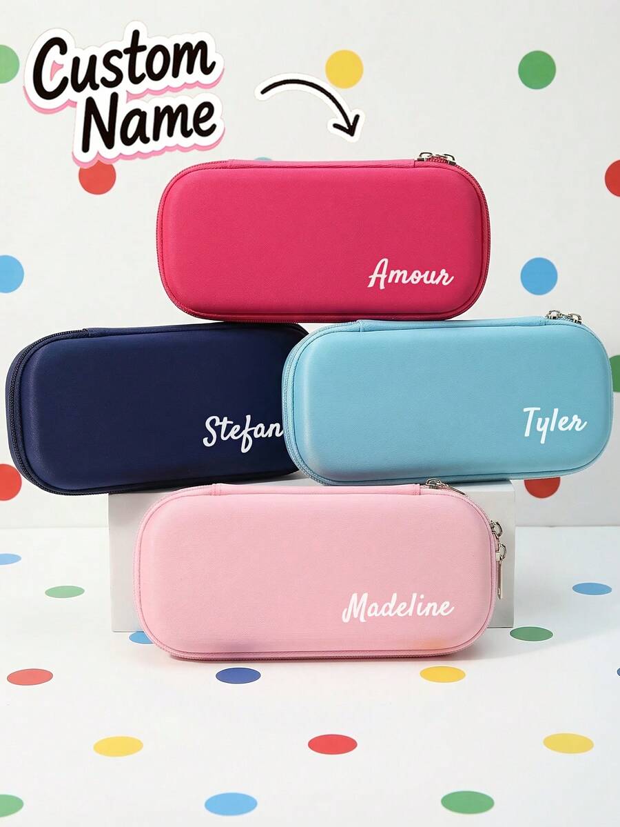 Customized Name Large Capacity Pencil Case, Storage Bag, Personalized Organizer, Suitable For Office, University And Daily Use, Beautiful Desktop Organizer, Personalized Storage Box, Desktop Accessory Gift, Back To School Gift, Teacher's Day Gift - Multicolor - View 1